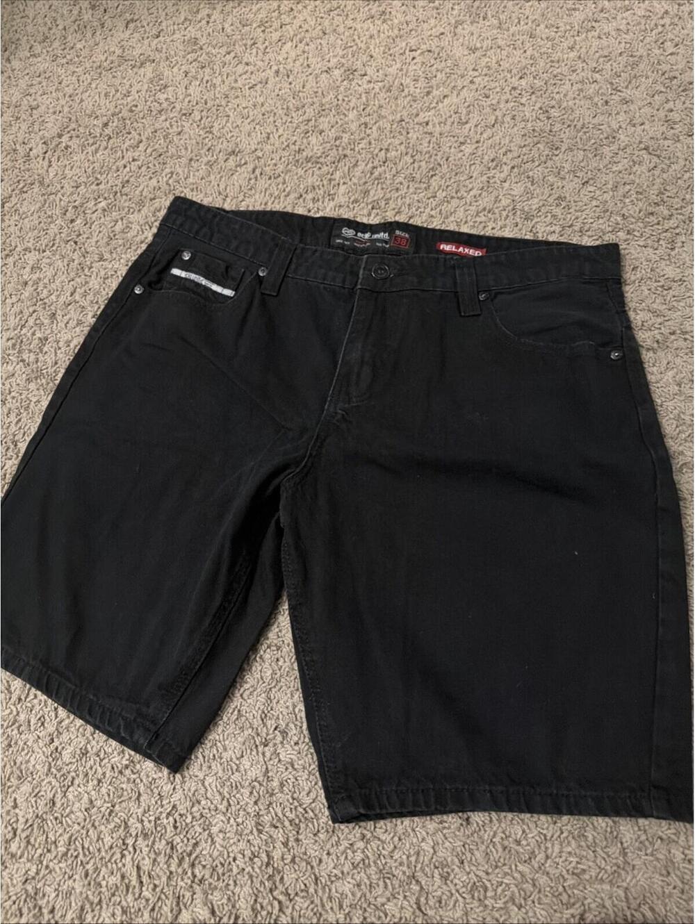 Ecko Unltd. Rawthentic Men’s Relaxed Loose  Black Denim Jean Jorts Shorts Sz 38
